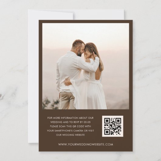 Invitation Boho Rainbow Modern Script QR Code Photo Mariage (Dos)