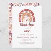 Invitation Boho Rainbow Motif premier anniversaire (Devant / Derrière)