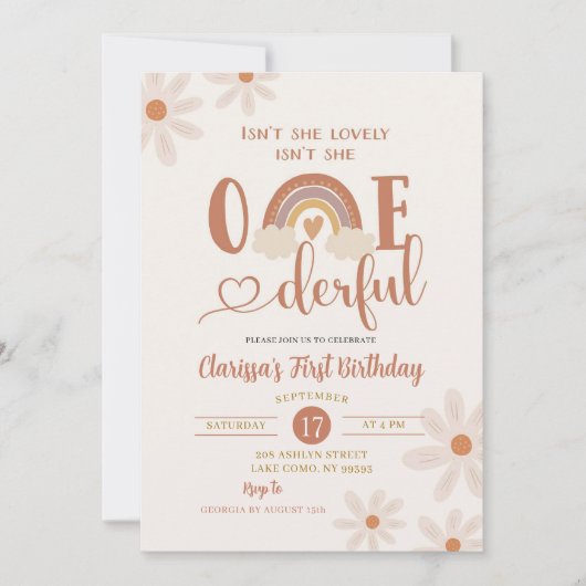 Invitation Boho Rainbow n'est-elle pas magnifique premier ann (Devant)