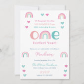 Invitation Boho Rainbow One Perfect Year 1st Birthday Party (Devant)