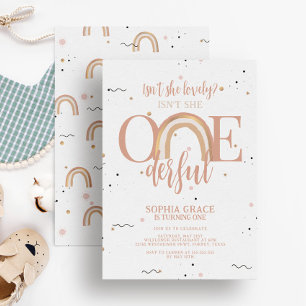 Invitation Boho Rainbow Onederful Girl 1er anniversaire fête