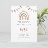 Invitation Boho Rainbow Pastel Fiesta Premier anniversaire (Debout devant)