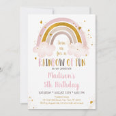 Invitation Boho Rainbow Pink Gold Anniversaire (Devant)