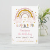 Invitation Boho Rainbow Pink Gold Anniversaire (Debout devant)