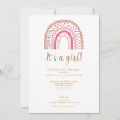 Invitation Boho Rainbow rose Baby shower fille (Devant)
