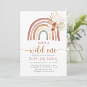 Invitation Boho Rainbow She's A Wild One First Birthday (Debout devant)