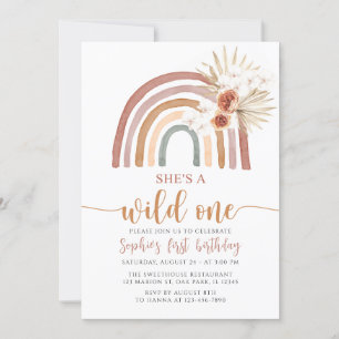Invitation Boho Rainbow She's A Wild One First Birthday