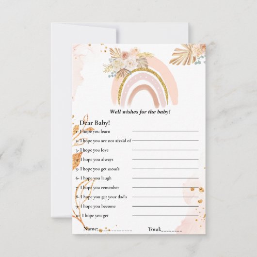 Invitation Boho Rainbow souhaite pour le jeu de baby shower C (Devant)