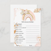 Invitation Boho Rainbow souhaite pour le jeu de baby shower C (Devant / Derrière)