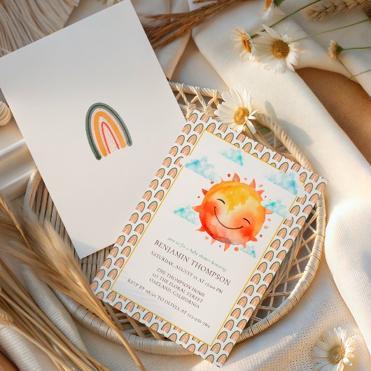 Invitation Boho Rainbow Sunshine Gender Neutral Baby Shower