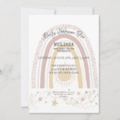 Invitation Boho Rainbow Sunshine Rose Mustard Gold Stars Girl (Devant)
