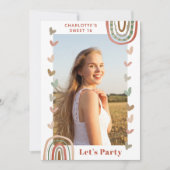 Invitation Boho Rainbow Sweet 16 moderne fête d'anniversaire (Devant)