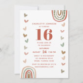 Invitation Boho Rainbow Sweet 16 moderne fête d'anniversaire (Devant)