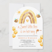 Invitation Boho Rainbow Sweet Little Bee Arch Baby shower (Devant)