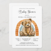 Invitation Boho Rainbow Teddy Bear Baby shower (Devant / Derrière)