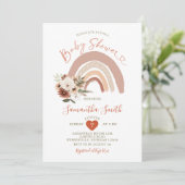 Invitation Boho Rainbow Terracota Baby shower Floral (Debout devant)