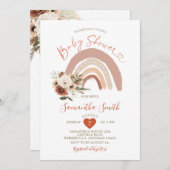 Invitation Boho Rainbow Terracota Baby shower Floral (Devant / Derrière)