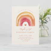 Invitation Boho Rainbow Terracotta Anniversaire de enfant Par (Debout devant)