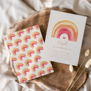Invitation Boho Rainbow Terracotta Anniversaire de enfant Par