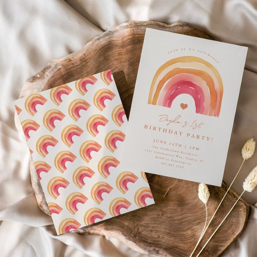 Invitation Boho Rainbow Terracotta Anniversaire de enfant Par