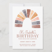 Invitation Boho Rainbow Terracotta Bisque Enfant fête d'anniv (Devant)