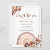Invitation Boho Rainbow Terracotta Burnt Orange Baby shower (Devant)