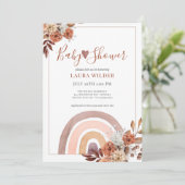 Invitation Boho Rainbow Terracotta Burnt Orange Baby shower (Debout devant)