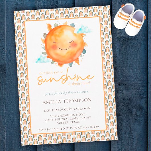 Invitation Boho Rainbow Un Petit Rayon De Baby shower Soleil