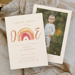 Invitation Boho Rainbow Un Premier Anniversaire
