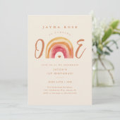 Invitation Boho Rainbow Un Premier Anniversaire (Debout devant)