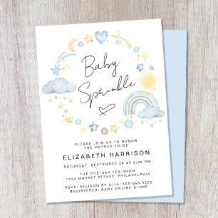 Invitation Boho Rainbow Watercolor Baby Boy Sprinkle