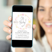 Invitation Boho Rainbow Watercolor Baby Girl Sprinkl