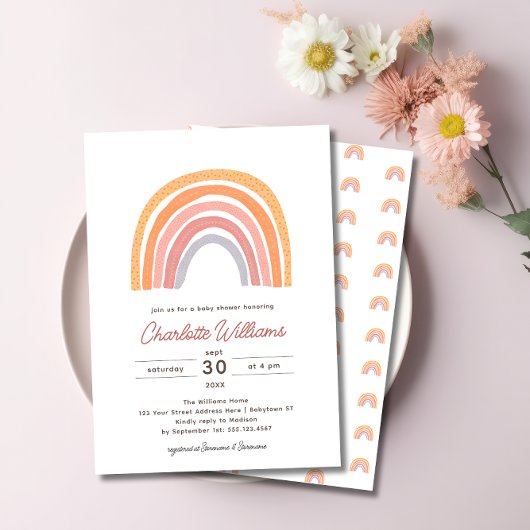 Invitation Boho Rainbow Watercolor Baby shower