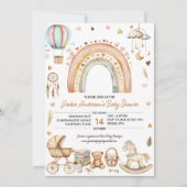 Invitation Boho Rainbow Watercolor Baby shower (Devant)