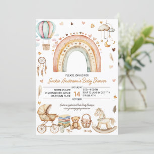 Invitation Boho Rainbow Watercolor Baby shower