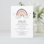 Invitation Boho Rainbow Watercolor Baby shower chic (Debout devant)