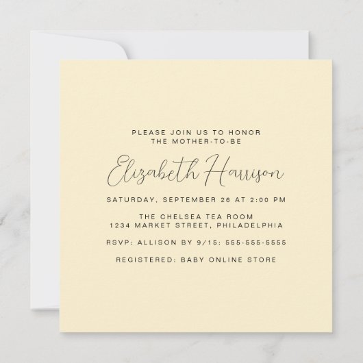Invitation Boho Rainbow Watercolor Baby shower jaune (Dos)