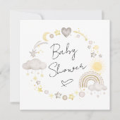 Invitation Boho Rainbow Watercolor Baby shower jaune (Devant)