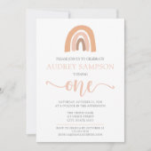 Invitation Boho Rainbow Watercolor Girl premier anniversaire (Devant)