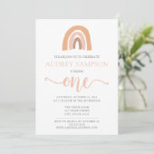 Invitation Boho Rainbow Watercolor Girl premier anniversaire (Debout devant)