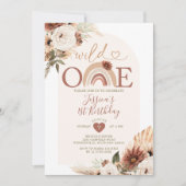 Invitation Boho Rainbow Wild ONE Anniversaire Pampas Grass (Devant)