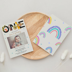 Invitation Boho Rainbow Wild Un 1er anniversaire