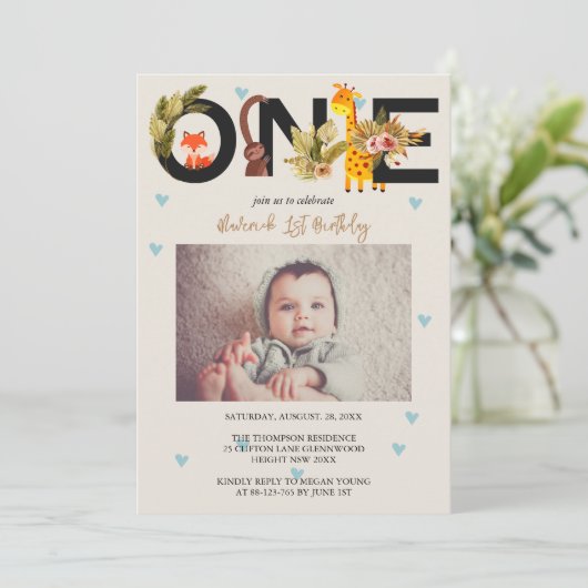 Invitation Boho Rainbow Wild Un 1er anniversaire (Debout devant)