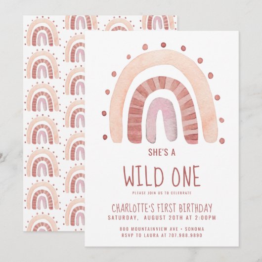 Invitation Boho Rainbow Wild Un Anniversaire (Devant / Derrière)
