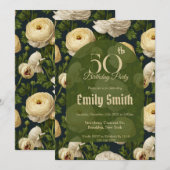 Invitation Boho Ranunculus Accent Surprise Anniversaire (Devant / Derrière)
