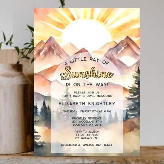 Invitation Boho Ray of Sunshine Nature Mountains Baby shower