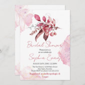 Invitation Boho Red Berries & Fête des mariées verte blanche (Devant / Derrière)