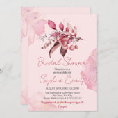 Invitation Boho Red Berries & Fête des mariées verte rose (Devant / Derrière)