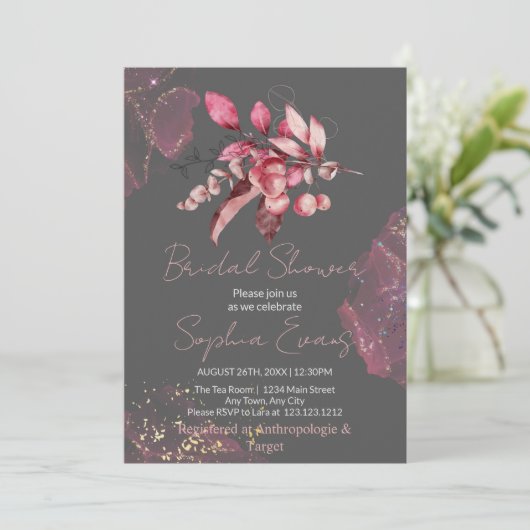 Invitation Boho Red Berries & Greenery Greenery Fête des mari (Debout devant)