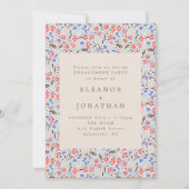 Invitation Boho Red Blue Moth Floral Engagement Party (Devant)